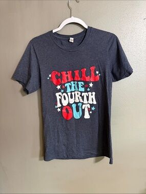 Bella Canvas Navy Heather Graphic Tee with Red Print